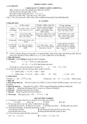 Lý thuyết và bài tập Hóa học 11 Nhóm Cacbon  Silic
